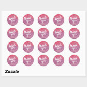 Sticker Rond Merci d'aquarelle rose violet tendance (Feuille)