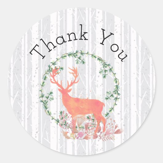 Sticker Rond Merci d'aquarelle Russe Reindeer Boho (Devant)