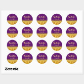 Sticker Rond Merci d'arc en or violet (Feuille)