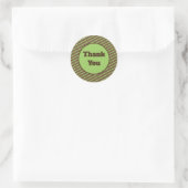 Sticker Rond Merci Dark Brown Vert rayures Moderne (Sac)