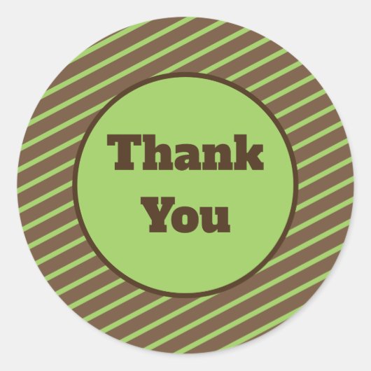 Sticker Rond Merci Dark Brown Vert rayures Moderne (Devant)