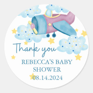 Sticker Rond Merci d'avion violet haut et loin