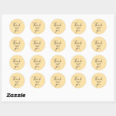 Sticker Rond Merci de ajouter nom pastel jaune boho mariage (Feuille)