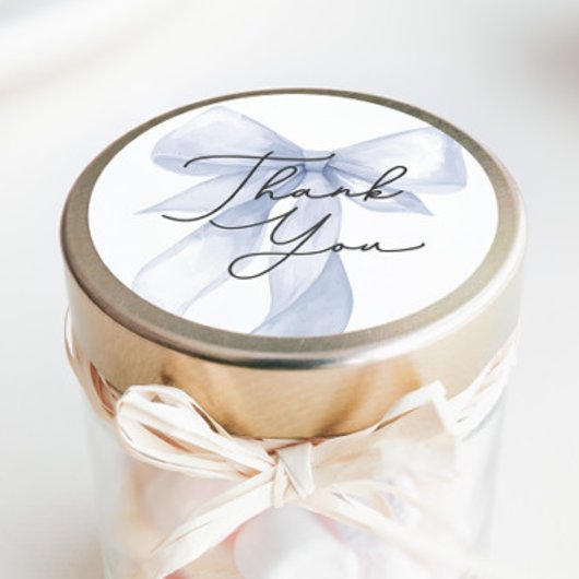 Sticker Rond Merci de Baby shower à cou bleu préféré