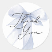 Sticker Rond Merci de Baby shower à cou bleu préféré (Devant)