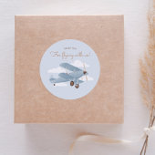 Sticker Rond Merci de Baby shower avion de voyage