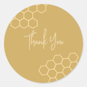 Sticker Rond Merci de Baby shower beige doré miel (Devant)