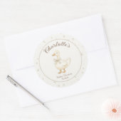 Sticker Rond Merci de baby shower beige soyeux Goose (Enveloppe)