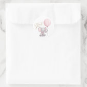 Sticker Rond Merci de Baby shower bleu rose Eléphant (Sac)