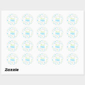 Sticker Rond Merci de Baby shower Blue Aqua Green Confetti (Feuille)