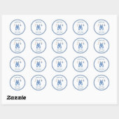Sticker Rond Merci de Baby shower Blue Jean Denim (Feuille)