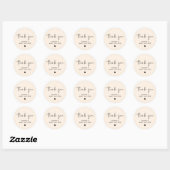 Sticker Rond Merci de Baby shower Boho moderne crème Beige (Feuille)