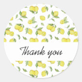 Sticker Rond Merci de Baby shower citron (Devant)