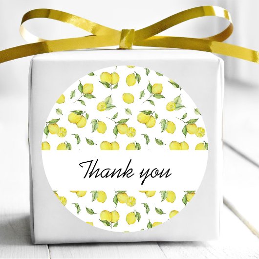 Sticker Rond Merci de Baby shower citron