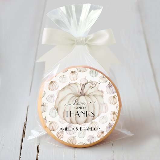 Sticker Rond Merci de Baby shower Citrouille blanc