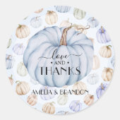Sticker Rond Merci de Baby shower Citrouille bleu (Devant)