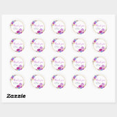 Sticker Rond Merci de Baby shower Citrouille pourpre et marine (Feuille)