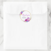 Sticker Rond Merci de Baby shower Citrouille pourpre et marine (Sac)