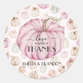 Sticker Rond Merci de Baby shower Citrouille rose (Devant)