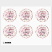 Sticker Rond Merci de Baby shower Citrouille rose (Feuille)