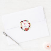Sticker Rond Merci de Baby shower Citrouille rouge floral (Enveloppe)