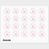 Sticker Rond Merci de Baby shower Confetti rose (Feuille)