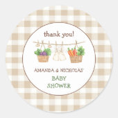 Sticker Rond Merci de Baby shower cultivé localement (Devant)