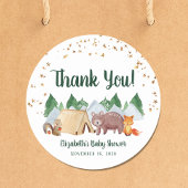 Sticker Rond Merci de Baby shower de bois rustique