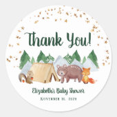 Sticker Rond Merci de Baby shower de bois rustique (Devant)