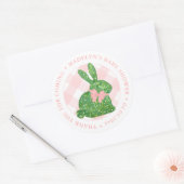 Sticker Rond Merci de Baby shower de boue rose lapin de Pâques  (Enveloppe)