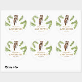 Sticker Rond Merci de Baby shower de chouette (Feuille)