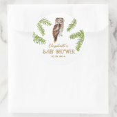 Sticker Rond Merci de Baby shower de chouette (Sac)