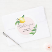 Sticker Rond Merci de baby shower de citron rose (Enveloppe)