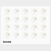 Sticker Rond Merci de Baby shower de Citrouille d'automne Blue (Feuille)