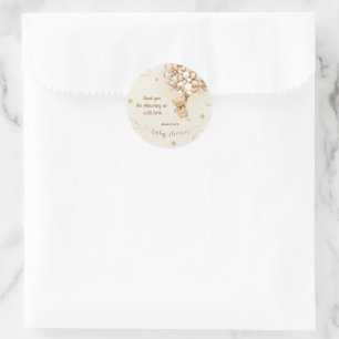 Sticker Rond Merci de Baby shower de  de l'ours en peluche