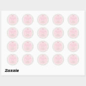 Sticker Rond Merci de Baby shower de fille de la croupe rose (Feuille)