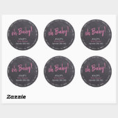 Sticker Rond Merci de Baby shower de fille rose Chalkboard (Feuille)
