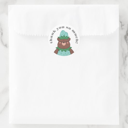 Sticker Rond Merci de Baby shower de fraise bleu doux (Sac)
