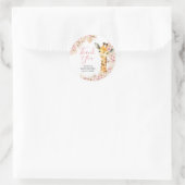 Sticker Rond Merci de Baby shower de girafe Boho rose (Sac)