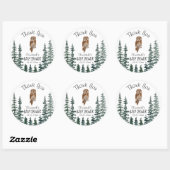 Sticker Rond Merci de Baby shower de hibou (Feuille)