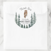 Sticker Rond Merci de Baby shower de hibou (Sac)