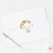 Sticker Rond Merci de Baby shower de la Cutie orange (Enveloppe)