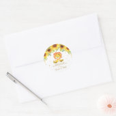 Sticker Rond Merci de Baby shower de Lion tournesol Parties sci (Enveloppe)