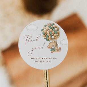 Sticker Rond Merci de Baby shower de l'ours en peluche
