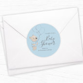 Sticker Rond Merci de Baby shower de l'ours en peluche