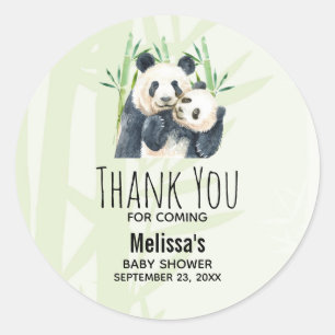 Sticker Rond Merci de Baby shower de Panda Bears