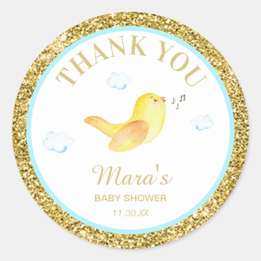 Sticker Rond *~* Merci de Baby shower de Parties scintillant de (Devant)