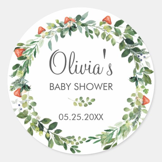 Sticker Rond Merci de Baby shower de  rustique (Devant)