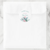 Sticker Rond Merci de Baby shower de tortue de mer (Sac)