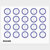 Sticker Rond Merci de Baby shower d'oie bleue (Feuille)